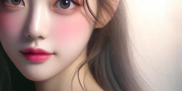 A young Korean actress in a romantic, serene setting with cherry blossoms and soft lighting.